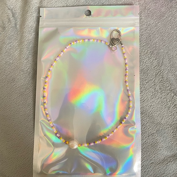 Pastel beaded choker w/ freshwater pearl - Picture 2 of 2